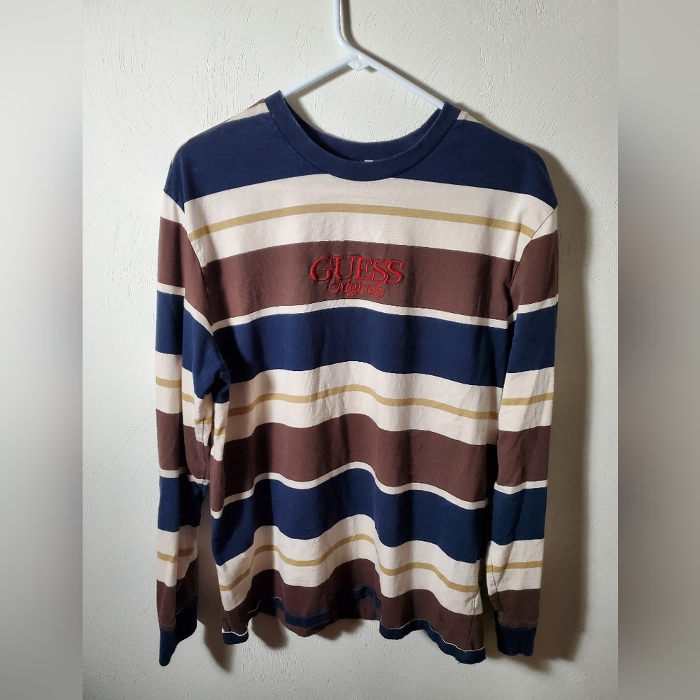 Guess Brown Medium Striped Long Sleeve